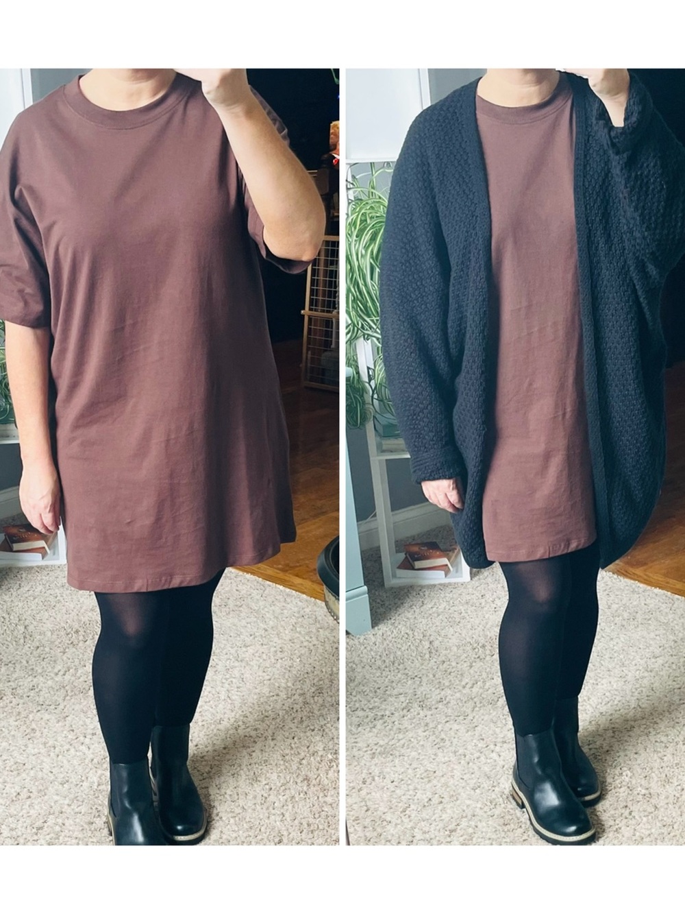 Women's Brown Short Sleeve T-shirt Dress